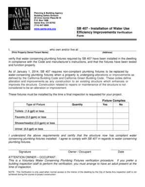 SB 407 Water Efficiency Verification Form