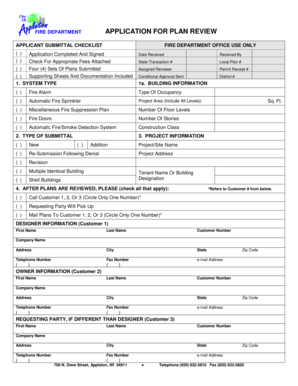 Fire Department Plan Review Application