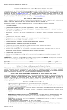 Louisiana Residential Property Disclosure Form