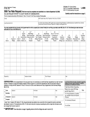 Michigan 2009 Tax Rate Request Form