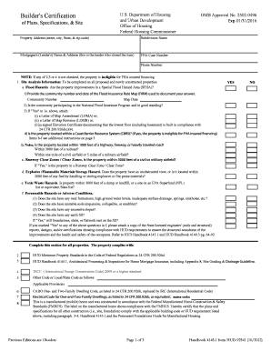 HUD Builder's Certification Form