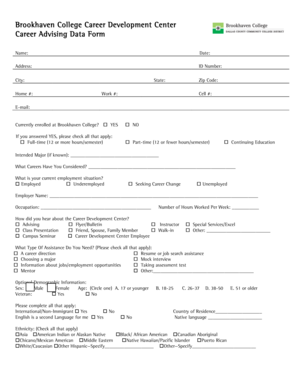 Brookhaven College Career Advising Data Form