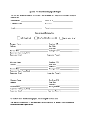 OPT Employment Options Form