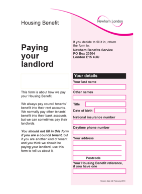 Pay your Housing Benefit to your landlord. Form to get your Housing Benefit paid to your landlord - newham gov