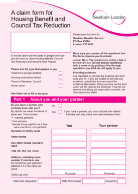Housing Benefit and Council Tax Reduction Claim Form