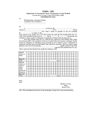 Uttar Pradesh Surety Undertaking Form