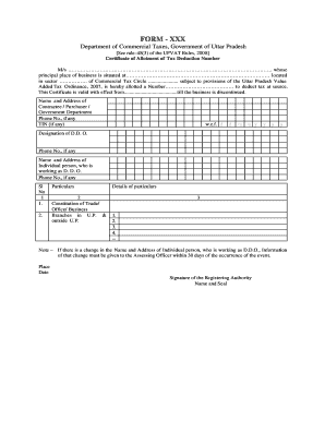 Certificate of Allotment of Tax Deduction Number