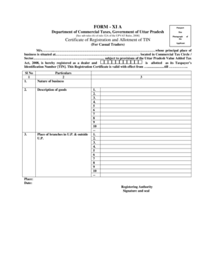 Uttar Pradesh TIN Registration Certificate