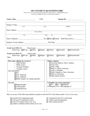 SET Student Questionnaire