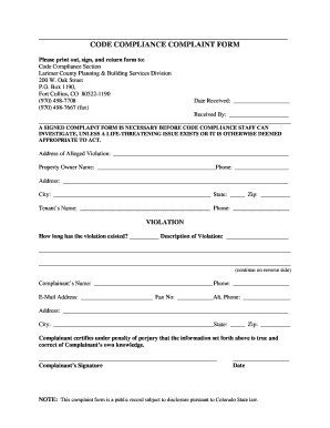 Code Compliance Complaint Form