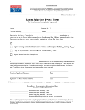 Room Selection Proxy Form