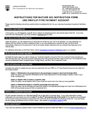 Mature GIC Instruction Form