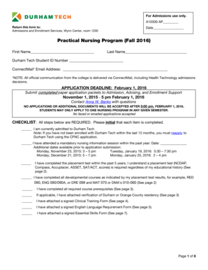 Medical documents pdf - Application for Fall 2014 Practical Nursing Program - durhamtech