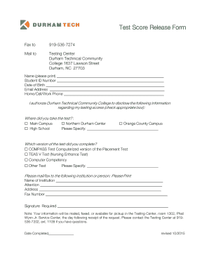 Test Score Release Form