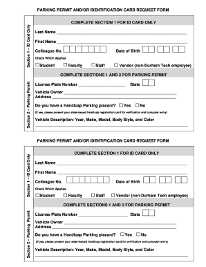 Parking Permit and ID Card Request Form