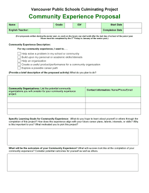 Vancouver Public Schools Community Experience Proposal