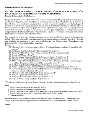 Listado para el Chequeo de Documentación para la Autorización de la Práctica de Deportes y Otras Actividades