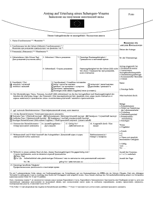 Заявление на получение шенгенской визы
