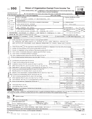 Form 990 (2012) Tax Exempt Organization Annual Return