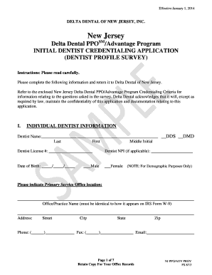 Delta Dental New Jersey Dentist Credentialing Application