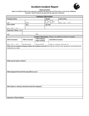 Accident Incident Report Form
