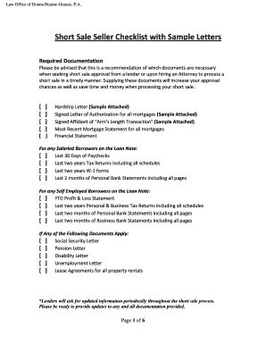 Example of demand letter - Short Sale Checklist with Sample Letters