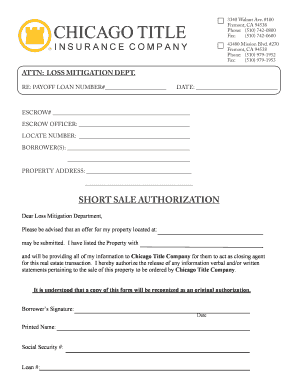 Short Sale Authorization