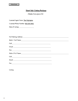 Nevada Short Sale Listing Package