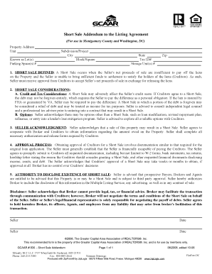 Short Sale Addendum to Listing Agreement