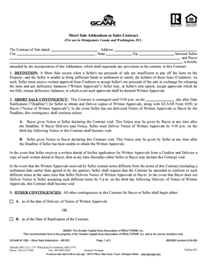 Short Sale Addendum to Sales Contract