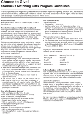 Starbucks Matching Gifts Program Guidelines