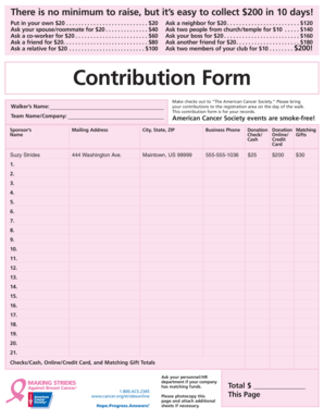 American Cancer Society Contribution Form