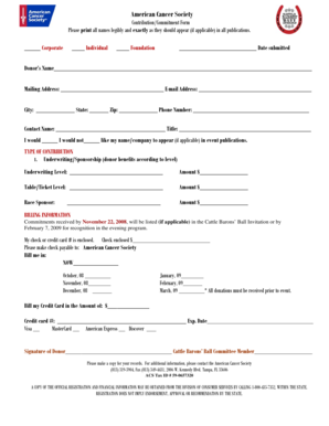 American Cancer Society Contribution Form