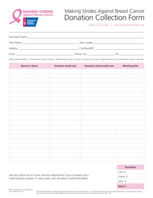 Making Strides Against Breast Cancer Donation Form