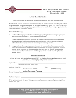 US Passport Application Authorization Letter