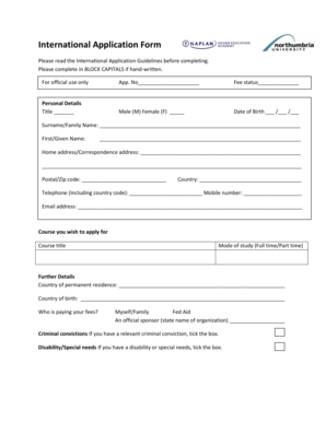 International Student Application Form