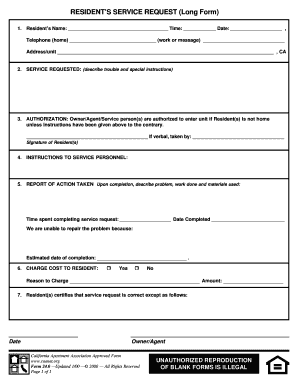 Resident’s Service Request Form