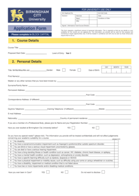 University Application Form