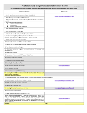 Peralta Community College District Benefits Enrollment Form