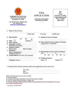 Vietnam Visa Application Form