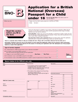 British National (Overseas) Child Passport Application