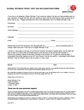 UK Gift Aid Declaration Form