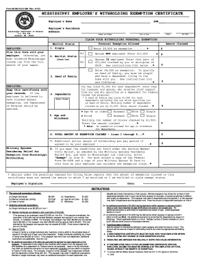 MISSISSIPPI EMPLOYEE'S WITHHOLDING EXEMPTION CERTIFICATE