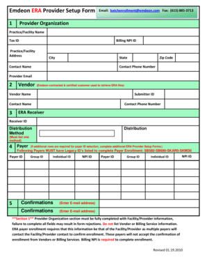 Emdeon ERA Provider Setup Form