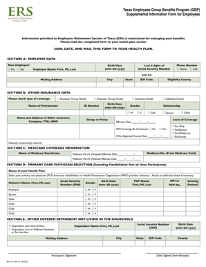 Texas Employees Group Benefits Program Supplemental Information Form