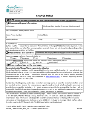 SeniorCare Medicare Change Form