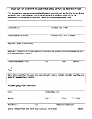 Medicare Prescription Drug Coverage Determination Form