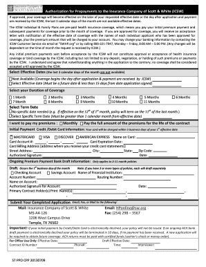 Authorization for Prepayments to ICSW