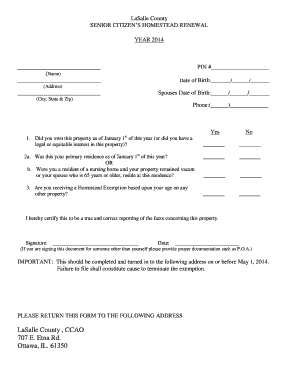 LaSalle County Senior Citizen’s Homestead Renewal