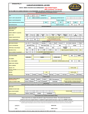 Santam Claim Supplier Information Form